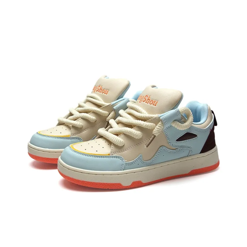 JIANGSHOU Anti-Slip Wear-Resistant Low-Top Skateboard Shoes Unisex Antique Blue-1