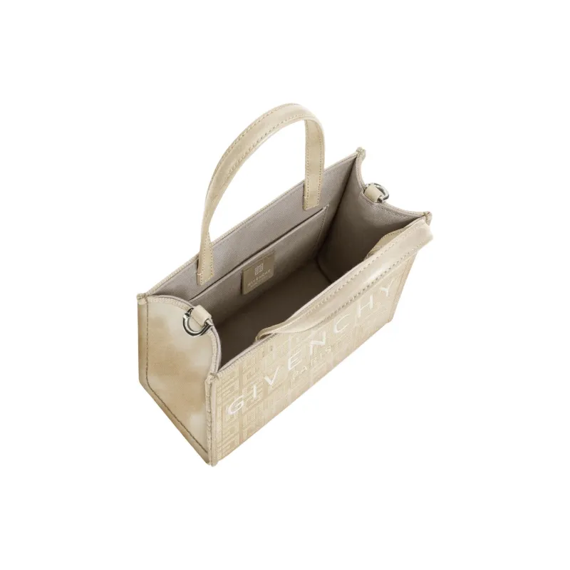 GIVENCHY 4G Cotton With Calfskin Tote Bag Shopping Bag Shoulder Bag Crossbody Bag Handbag Mini Women's Dusty Gold-3