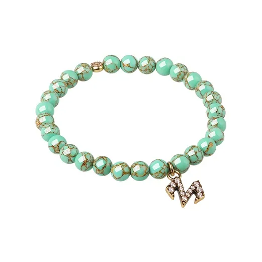 BABAMA Synthetic Turquoise Beaded Bracelet, New Chinese Style Beads Unisex-1