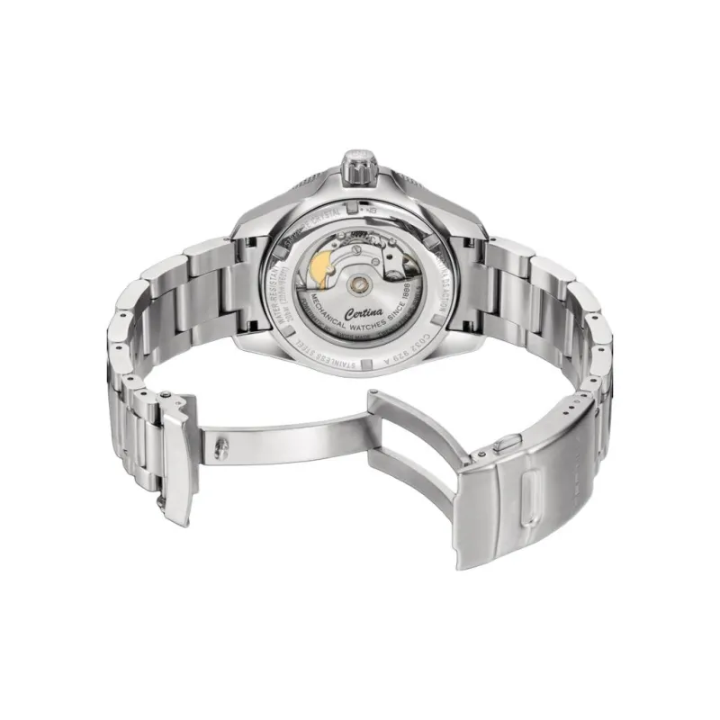 CERTINA Automatic Mechanical Movement Unisex Watch 41mm Black Dial Stainless Steel Case Stainless Steel Watchband-3