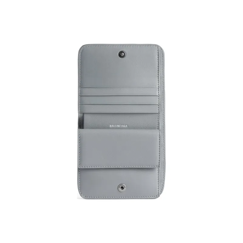 Balenciaga Arena Lambskin Wallets Card Holders Women's Silver-2