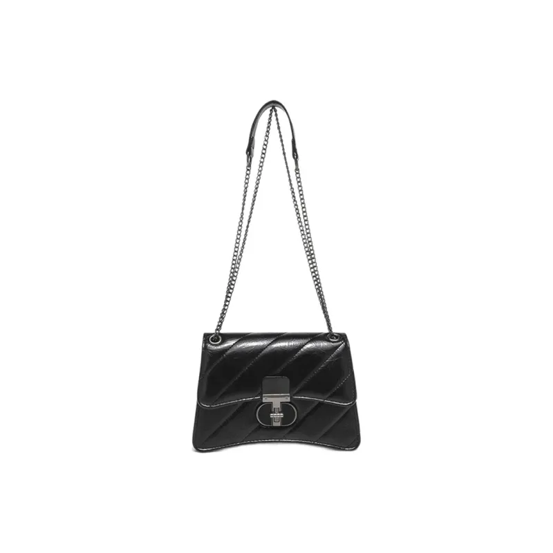Carksky PU Shoulder Bag Crossbody Bag Hourglass Bag Regular Women's Black-0