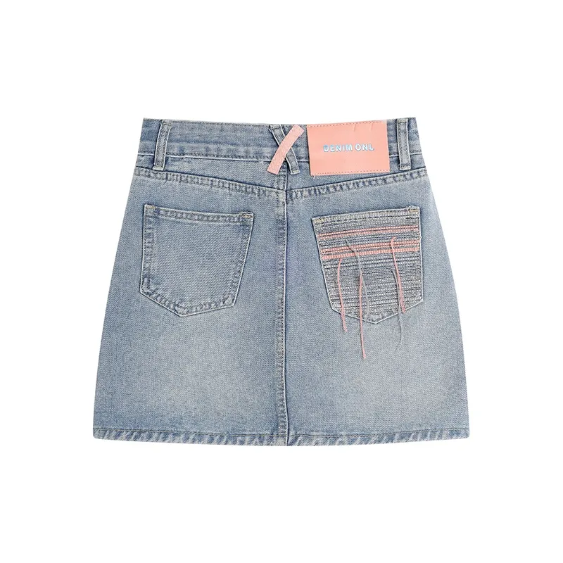 ZVJH Denim Short Skirts Women's Vintage Blue-1