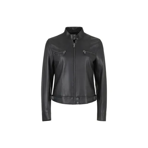 EMPORIO ARMANI Leather Jackets Women's Black