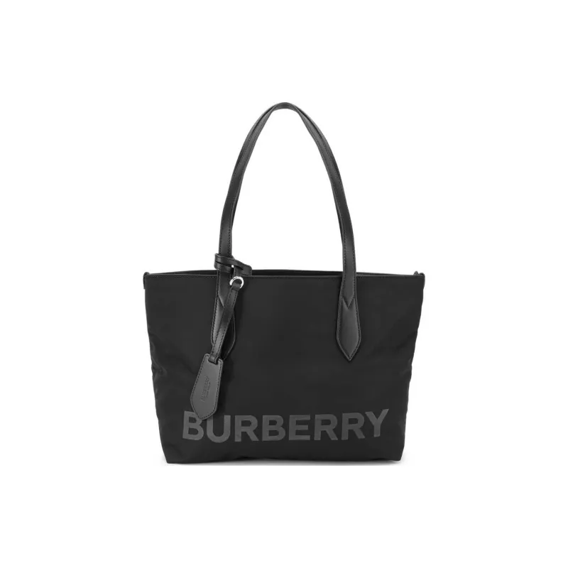 Burberry Calfskin Trim Tote Bag, Shopping Bag, Shoulder Bag, Handbag Small Size Women's Pure Black-1