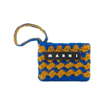MARNI Acrylic Crochet Woven Clutch Mini Women's Brown