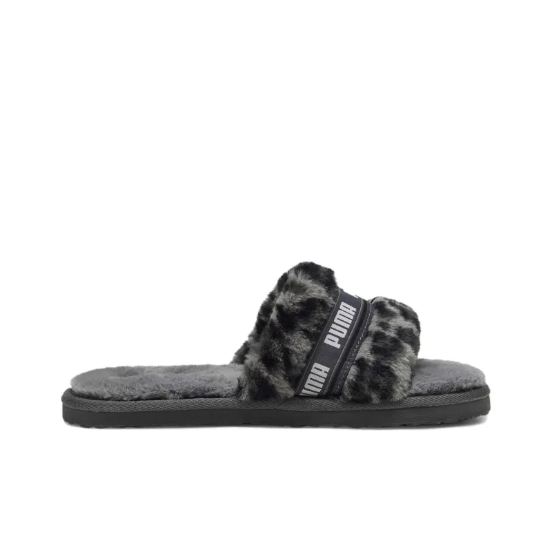 Puma Women's Fluff Slide 'I Am The Drama - Grey Leopard'-1