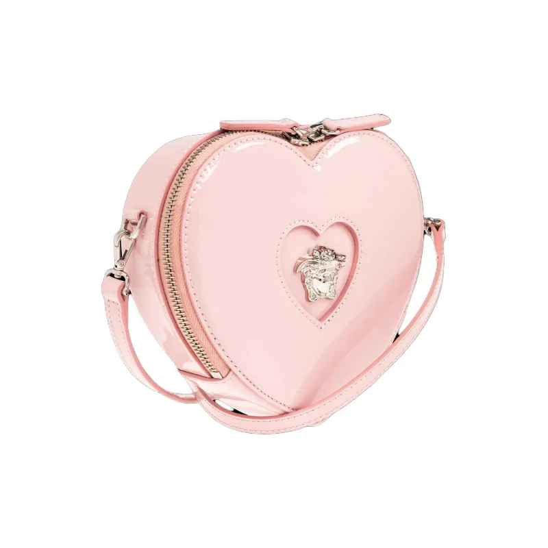 VERSACE Medusa Patent Leather Calfskin Heart-Shaped Shoulder Bag Crossbody Bag Kids' Pink-1
