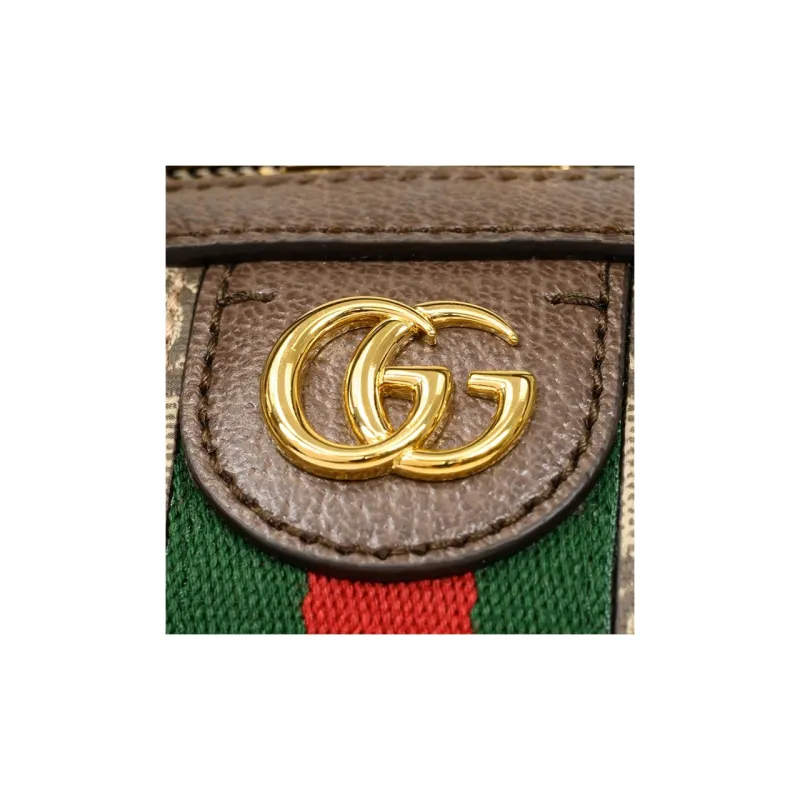 GUCCI Ophidia Canvas With Leather Binding One Shoulder Crossbody Canvas Bag Handbag Small Size Women's Brown-9