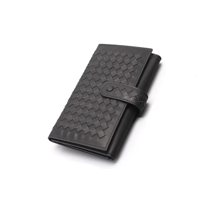 CMLZIUA Top Grain Cow Leather Wallets Clutches Unisex Black-0