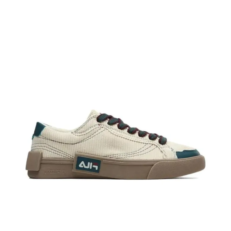 FILA FUSION Cushioned Wear Resistant Lightweight Low Top Skateboard Shoes Women's Beige Green-1