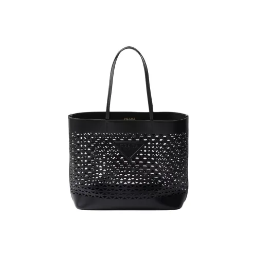PRADA Leather Handbag Large Size Women's Black