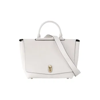 TOUCH MISS Cow Leather Tote Bag Shopping Bag Shoulder Bag Crossbody Bag Handbag Large Size Women's Gray White