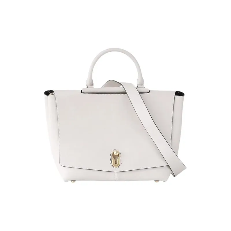 TOUCH MISS Cow Leather Tote Bag Shopping Bag Shoulder Bag Crossbody Bag Handbag Large Size Women's Gray White-0