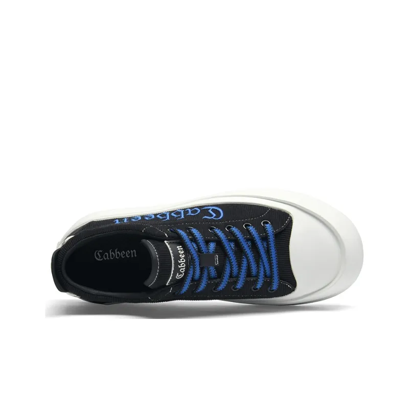 Cabbeen Preppy Round Head Wear-Resistant Slip-Resistant Low-Top Skateboard Shoes Men's Black-1