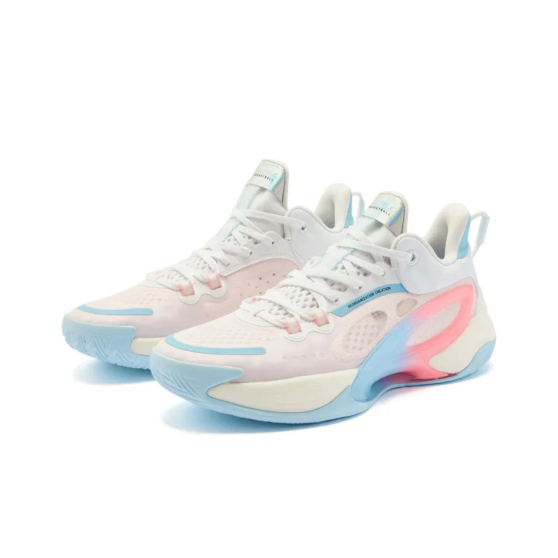 QIAODAN Dawn Basketball Shoes Men Low Top Jordan White Waterdrop Blue-2