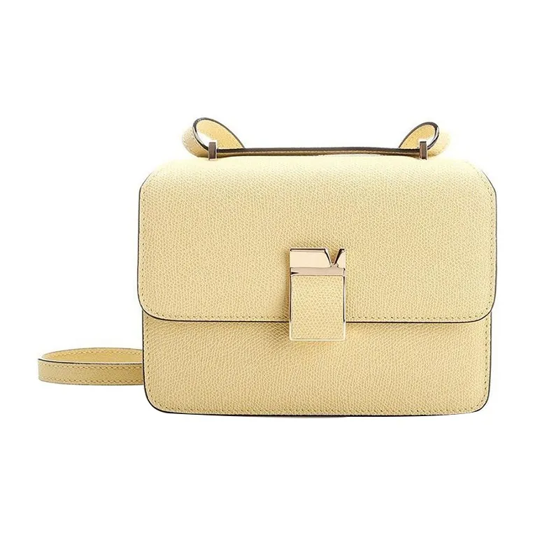 Valextra Millepunte Calfskin Shoulder Bag, Crossbody Bag Mini Women's Yellow-0