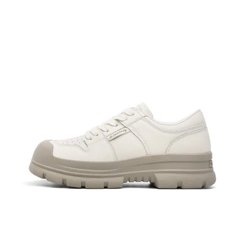 Dickies Patchwork Collection Minimalist Style Milk Foam Low-Top Skateboard Shoes Women's Beige