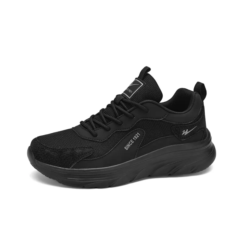 Binary Cushioning Rebound Height Increasing Lightweight Breathable Slip Resistant Low Top Running Shoes Men's Black-1