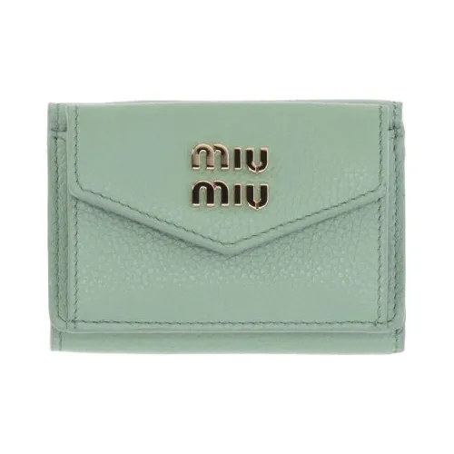 MIU MIU Leather Wallet Small Size Women's Green