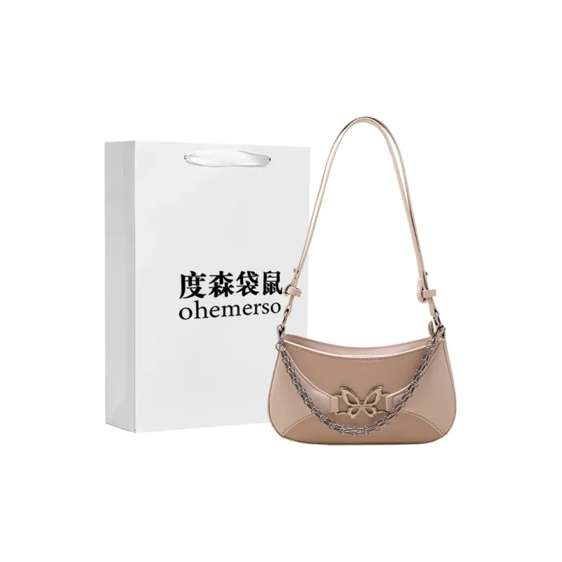 Dusen Kangaroo PU Versatile Chain Shoulder Bag Regular Unisex White/Silver/Black/Brown-0