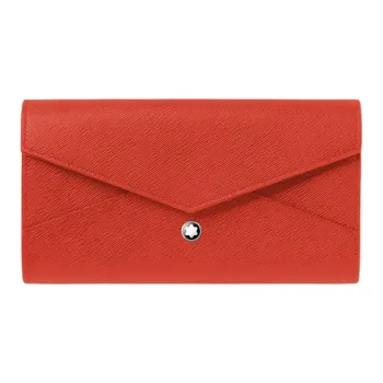 MONTBLANC MONTBLANC Leather Wallet Men's Coral Red
