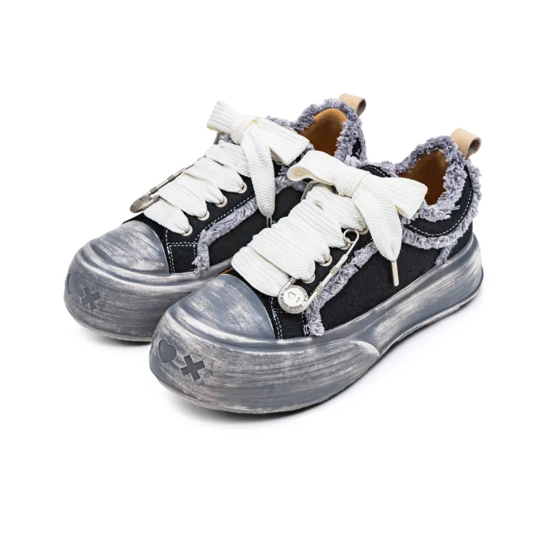 SOAP OPERA Wiping Color Series Canvas Shoes Unisex Low Top Gray-5