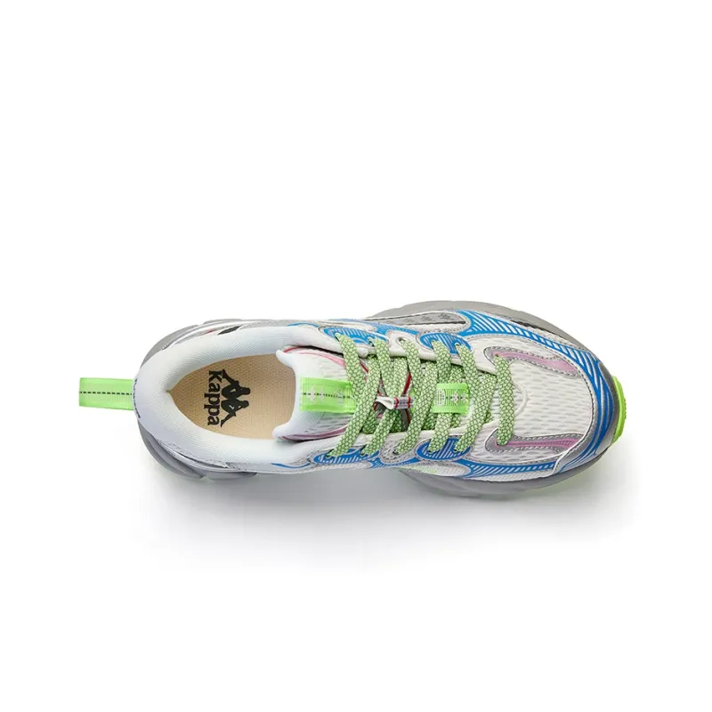 Kappa Wear Resistant Low Top Chunky Sneakers Unisex White Silver Blue-4