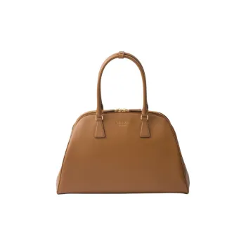 PRADA Saffiano Leather Handbag Large Size Women's Caramel Brown
