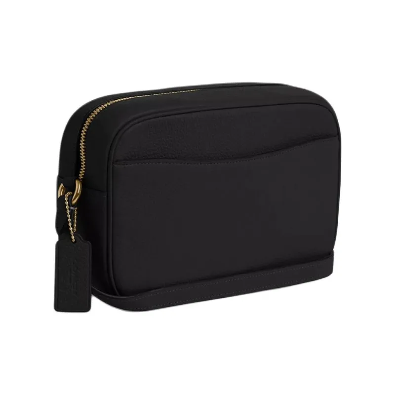 COACH Jamie Refined Pebble Pattern Leather Camera Bag, Shoulder Bag, Crossbody Bag Trumpets Women's Gold & Black-1