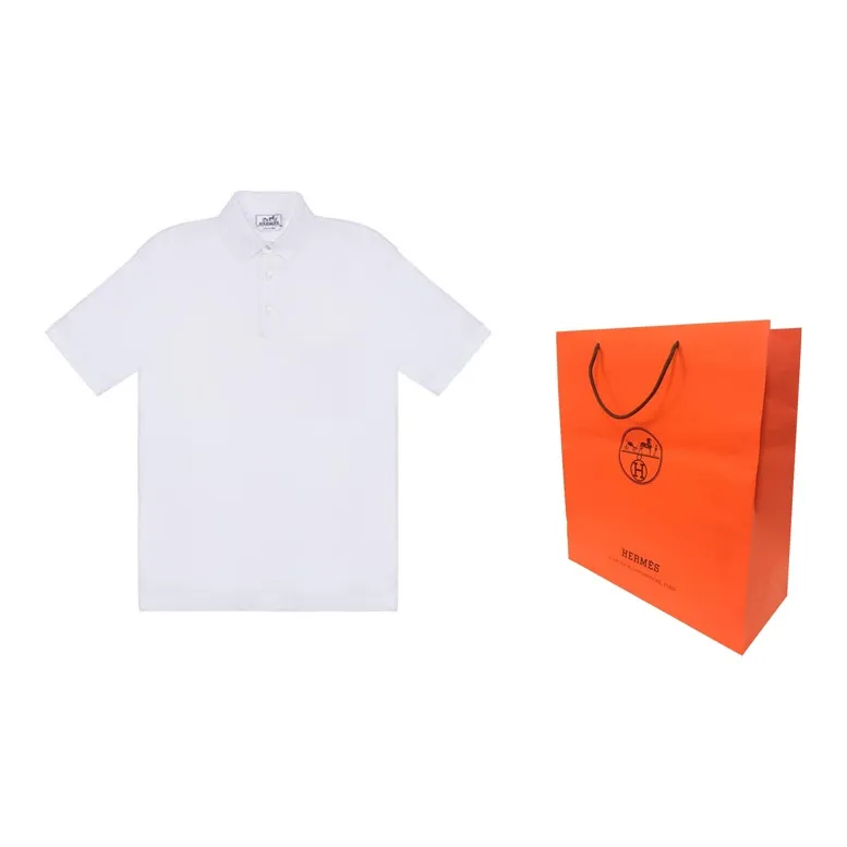 HERMES Polo Shirts Men White-2