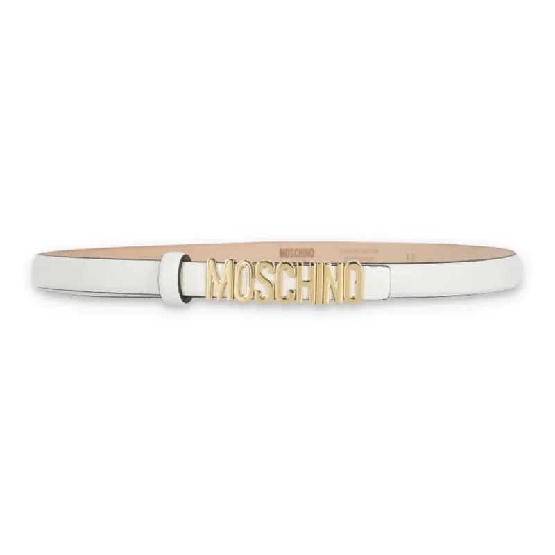 MOSCHINO Letter Label Leather Belts Women's White-0