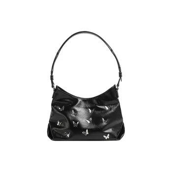 JANE KLAIN Synthetic Leather Underarm Handbag, Shoulder Bag Unisex Black