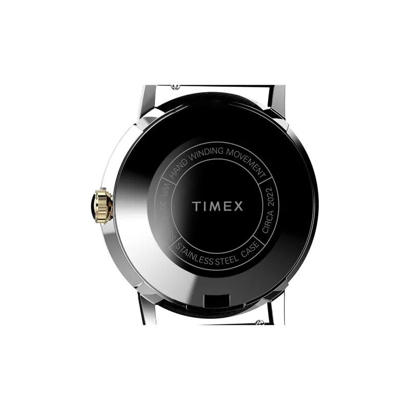 TIMEX Wrist Watch Manual Mechanical Movement Leather Strap 34mm Silver Dial Women's Watch TW2V44700-3