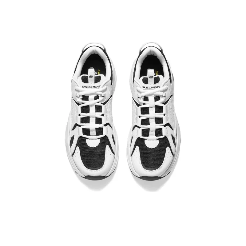 Skechers Cushioning Anti Slip And Wear Resistant Height Increasing Low Top Chunky Sneakers Men's White Black-3
