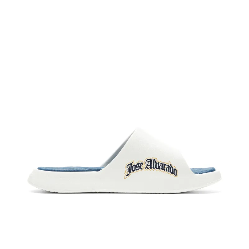 PEAK Slide Slippers Women's Beige White Navy Blue-1