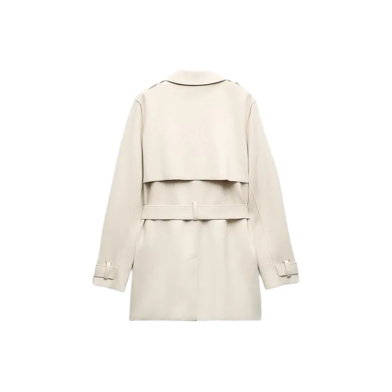 ZARA Trench Coats Women's White-1