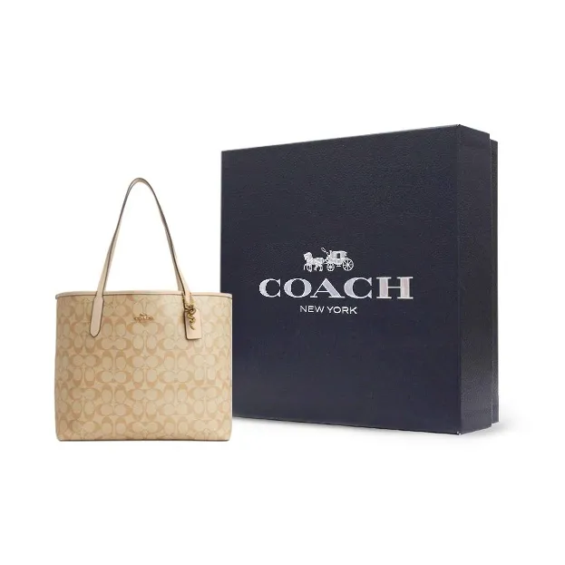 COACH PVC Artificial Leather Tote Bag Shopping Bag Shoulder Bag Handbag Women's Light Khaki Multicolor-6