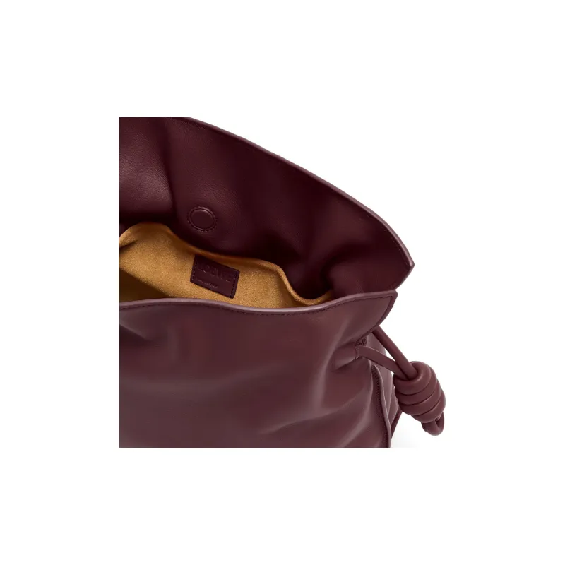 LOEWE Flamenco Nappa Cow Leather One Shoulder Crossbody Clutch Women's Dark Burgundy-4