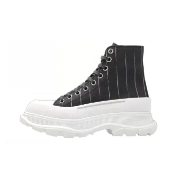Alexander McQueen Tread Slick Lace Up Ankle Sneakers 'Black Striped' Women's