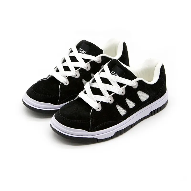 YIBONI Puffy Shoes Coverage Low Top Skateboard Shoes Unisex Black-1