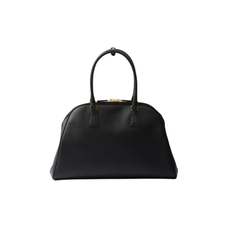 PRADA Saffiano Leather Handbag Large Size Women's Black-3