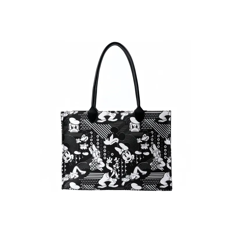 Disney Minnie Collection Mickey Collection PVC Tote Bag, Shopping Bag, Shoulder Bag Regular Women's Black White-1