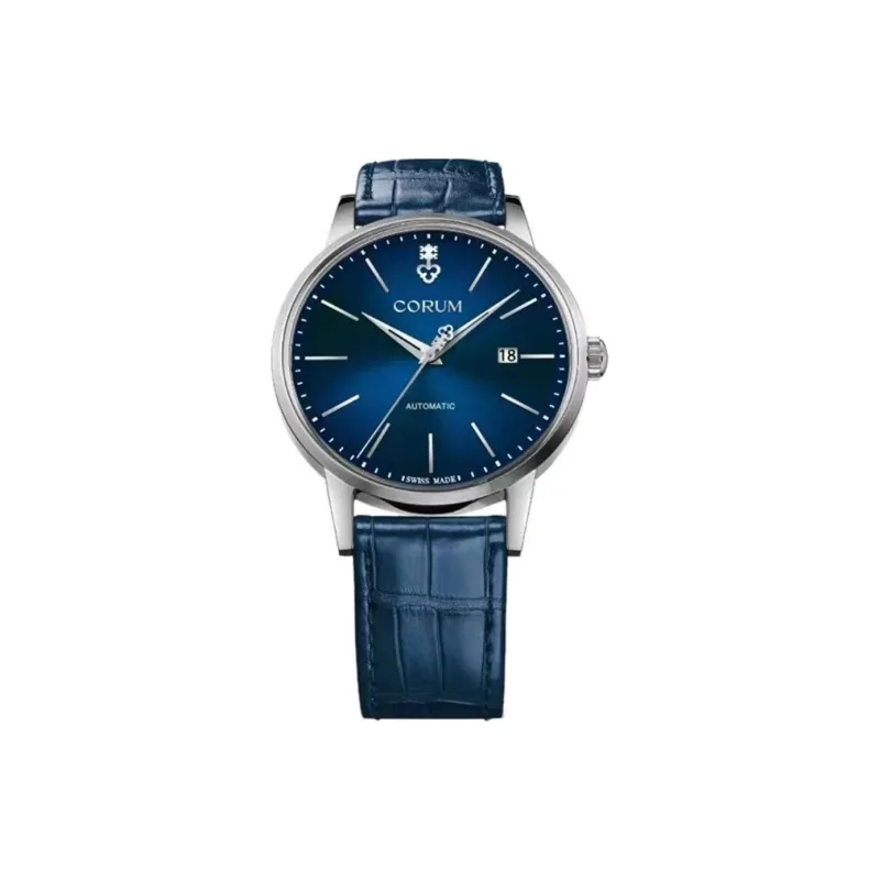 Corum Automatic Mechanical Movement Men's Watches Watch 42mm Blue Dial Stainless Steel Case Crocodile Leather Strap-0