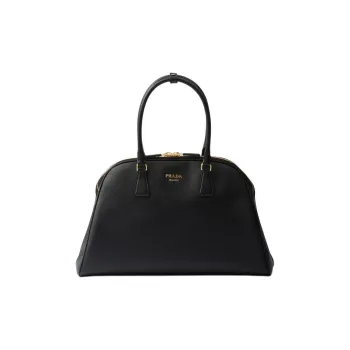 PRADA Saffiano Leather Handbag Large Size Women's Black