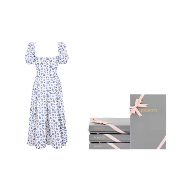 HOUSE OF CB Short Sleeved Dress Women's Blue White-3