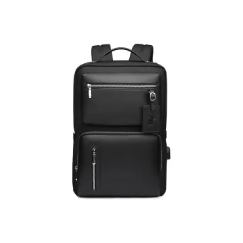 WilliamPOLO Microfiber Synthetic Leather Laptop Backpack Regular Men's Black