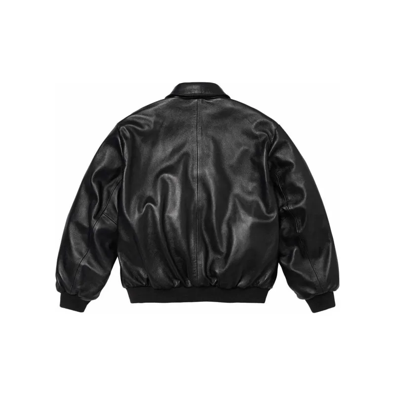 Supreme X Schott Hooded Leather Bomber Jacket-1