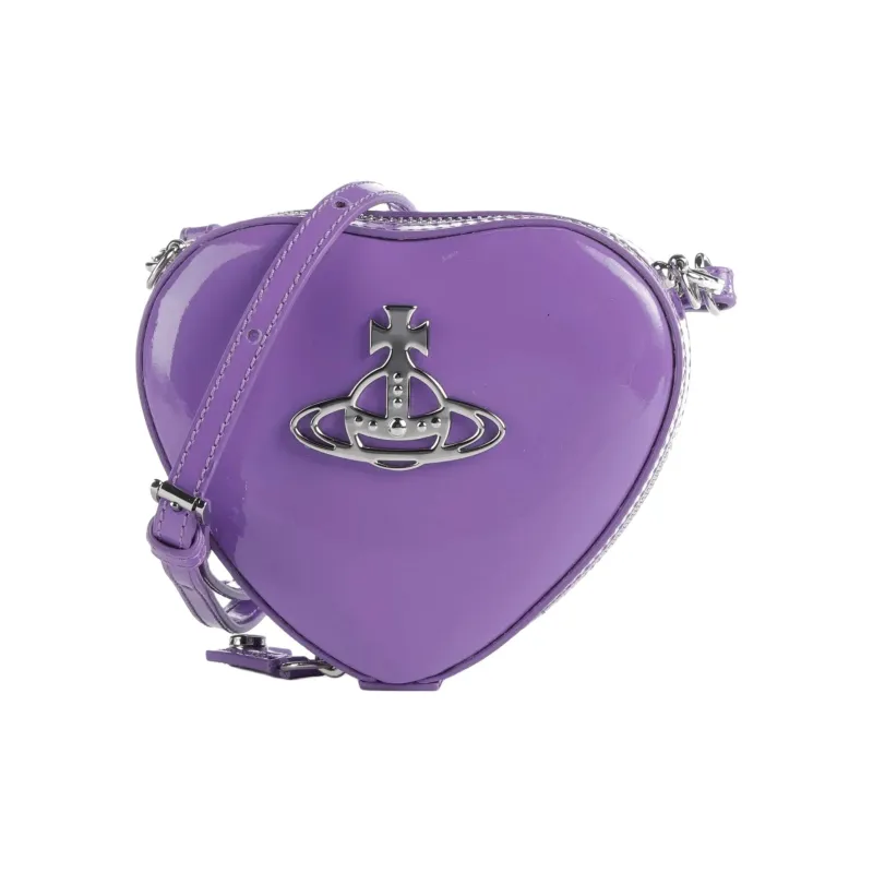 Vivienne Westwood Shiny Patent Leather Heart Shaped Shoulder Bag Crossbody Bag Women's Violet-0