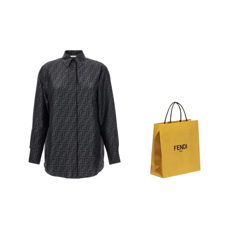 FENDI FF logo Print Silk Shirt-2